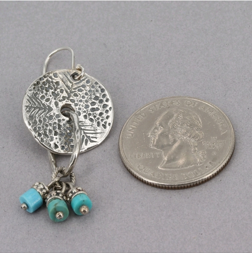 Rare Silpada "Shake, Rattle & Roll" Sterling Silver Turquoise Earrings W1557 - Picture 3 of 8